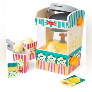 Melissa & Doug Wooden Popcorn Popping Machine Play Food Set Pretend Play